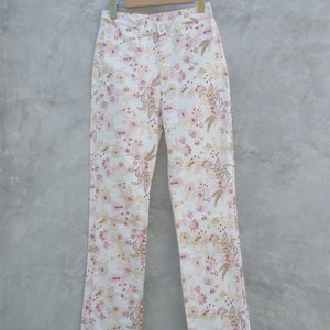 Vintage ET-BOITE Jeans High Waisted Pants W24 W25,floral Pants White ...