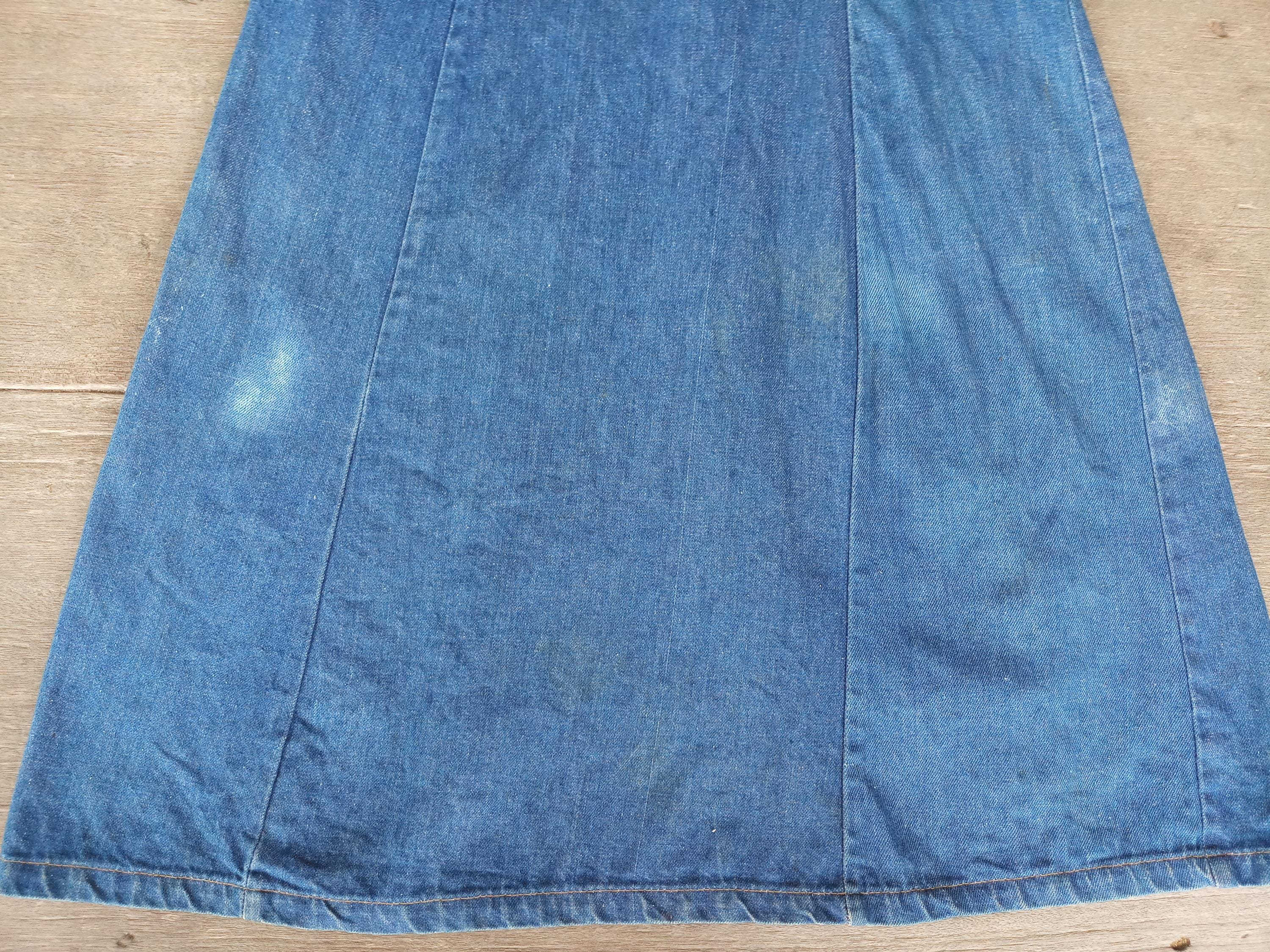 landlubber denim dress VTG 1970s Landlubber Women's Blue Denim Jumper Pinafore Dress Size 7 DM#16