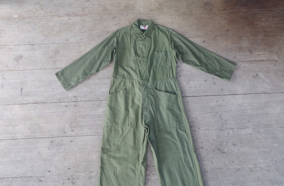 Vintage  Overalls Green Army Coveralls size  M ,W… - image 4