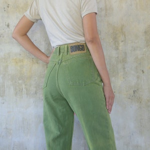 Vintage 80s 90s Bongo Jean W26 W27, bongo olive  jeans,High waist ,retro,hipster,cool,Bongo made in usa.