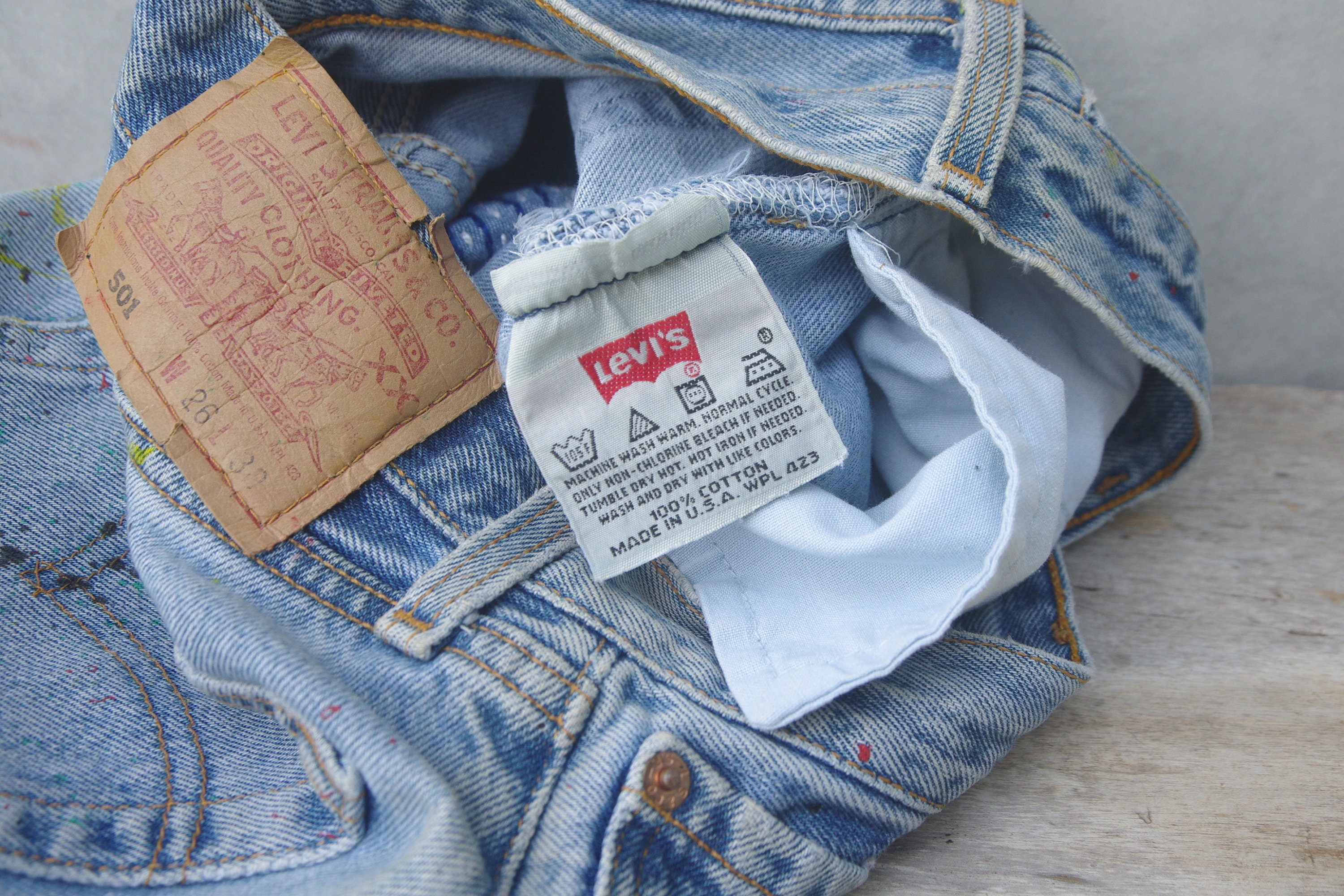 Vintage Levi's 501 Jeans: USA Made, Painted & Embroidered