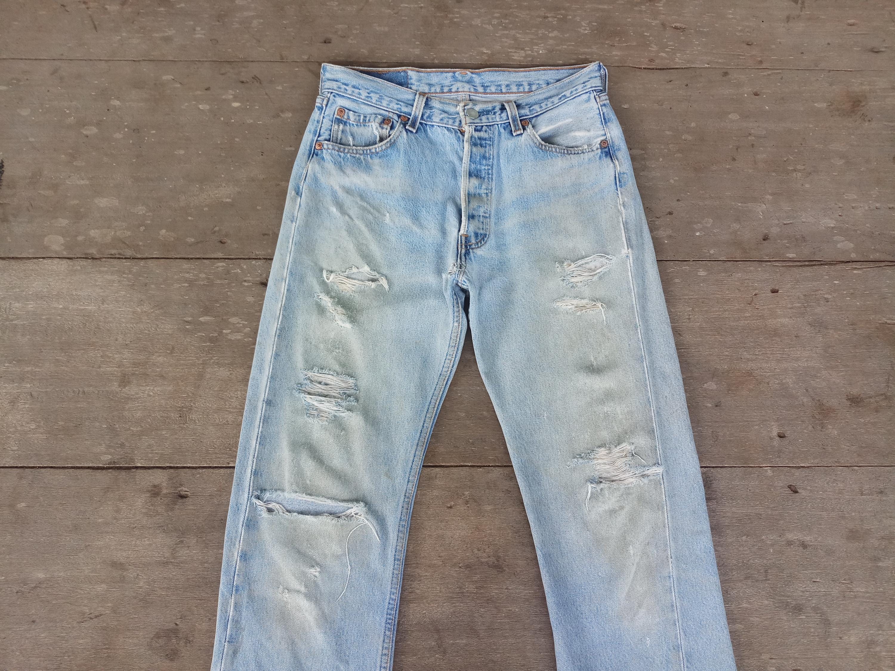 Distressed Vintage Levi's 501xx Jeans: Ripped Retro Denim, Made in