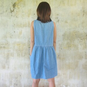 faded jeans, Vintage 80s 90s denim dress size S ,mini jeans dress,Blue dress, Sleeveless dress,Boho dress,made in usa image 3