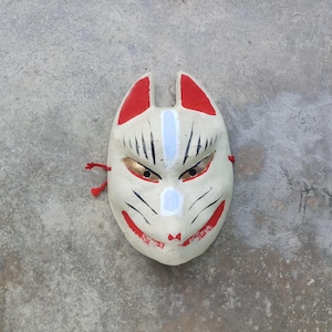 Perfect ,Vintage HARIKO Fox Mask ,KITSUNE OINARISAN God ,Wall hanging,With signature ,Japan made