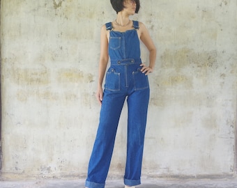 Rare ,Beautiful ,Vintage 60s70s Zipper front SOB Shades of Blue Overalls W24 W25 W26 ,scovil zipper ,Overalls Bib,cool,hipster,sexsy , USA