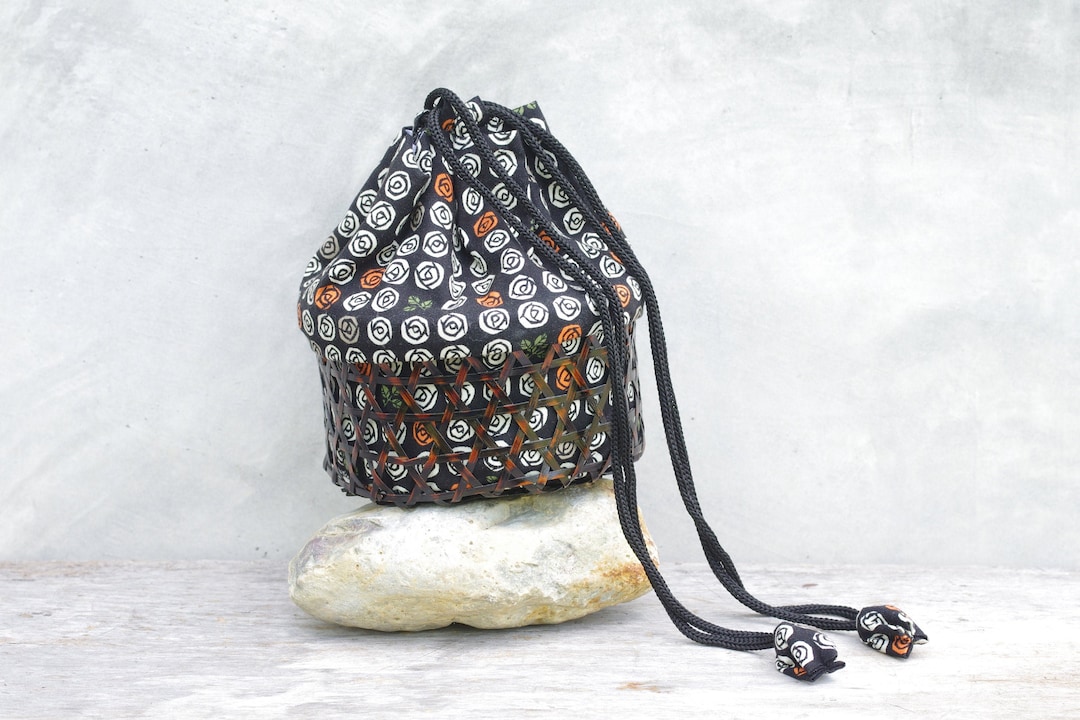 Vintage Bag Japan,kinchaku Bag Basket Handbag, Vintage Japanese,cloth