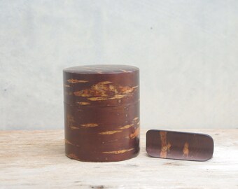 vintage box wood Cherry,box wood,cherry japan,Cherry bark, samurai accessory Container tea caddy Antique Japan Wooden Box