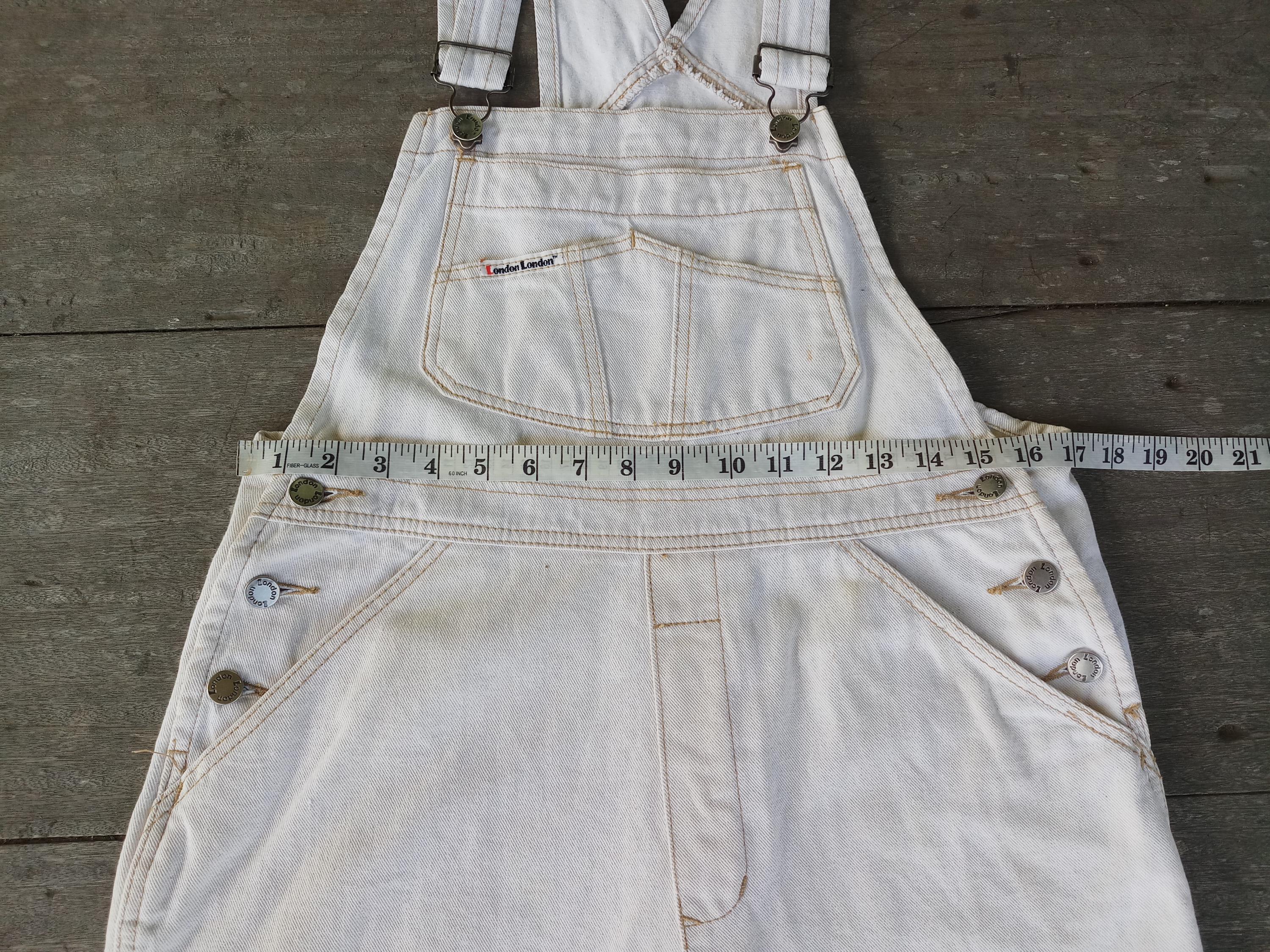 Vintage London Cotton Overalls Shorts: White Bib Overalls, Size M  display picture 1