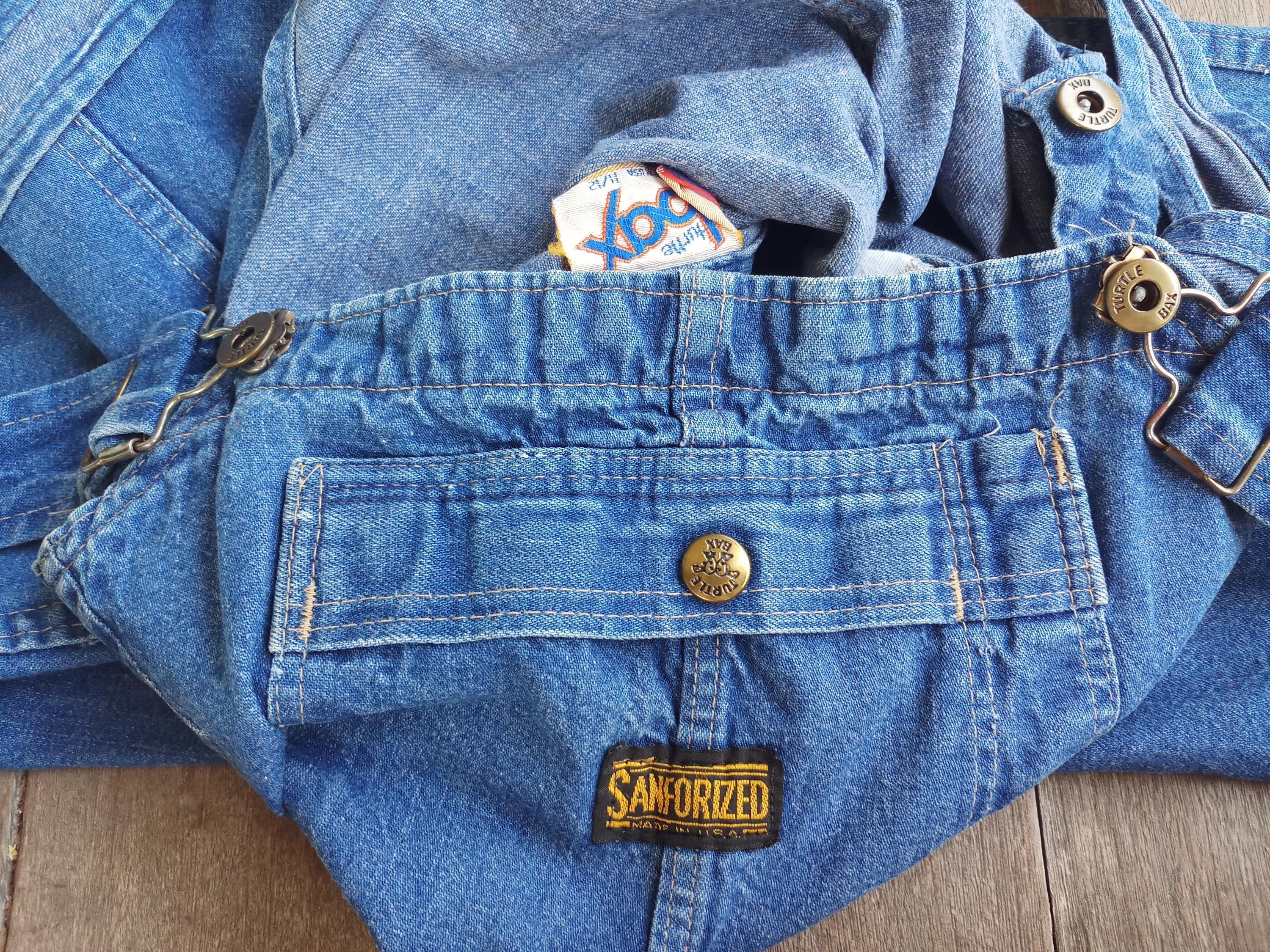 50's〜70’s SANFORIZED Denim Overall Vintage Sanforized Denim Button Overalls Work Wear Jeans