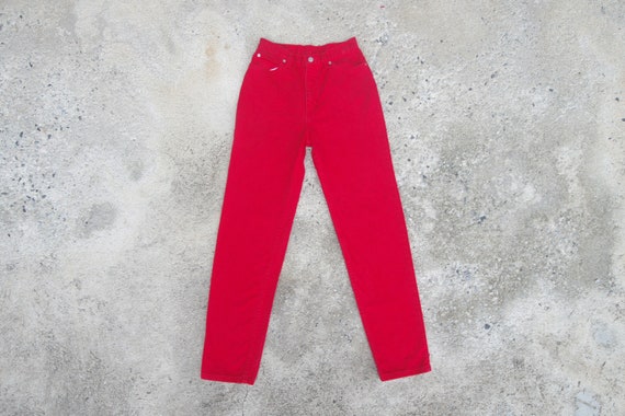 Beautiful ,Vintage 80s 90s, Faded Glory red jeans W26 W27 L31,High