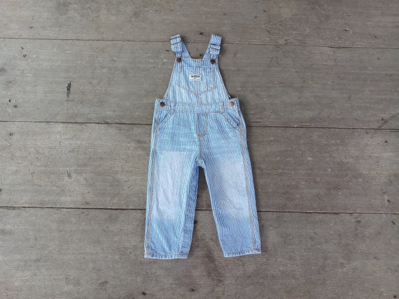 Vintage Kids OshKosh hickory denim overalls size … - image 1