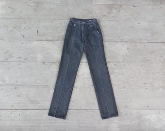 Vintage 80s Rockies High Rise Black Denim Jeans W26 L33.5