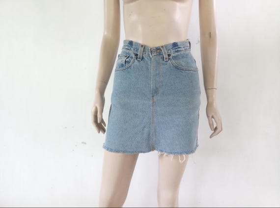Vintage Levi's Denim Mini Skirt: Retro Blue Jeans, W24-W25 - Etsy