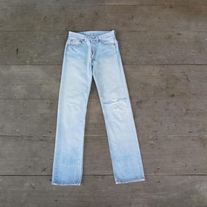 Vintage Faded Levi&#39;s 501 Jeans: 80s/90s Ripped Denim, W27 L32