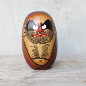Japanese Daruma Doll: Hand-Carved Painted Wood, Zen Home Decor (3.5 inch)