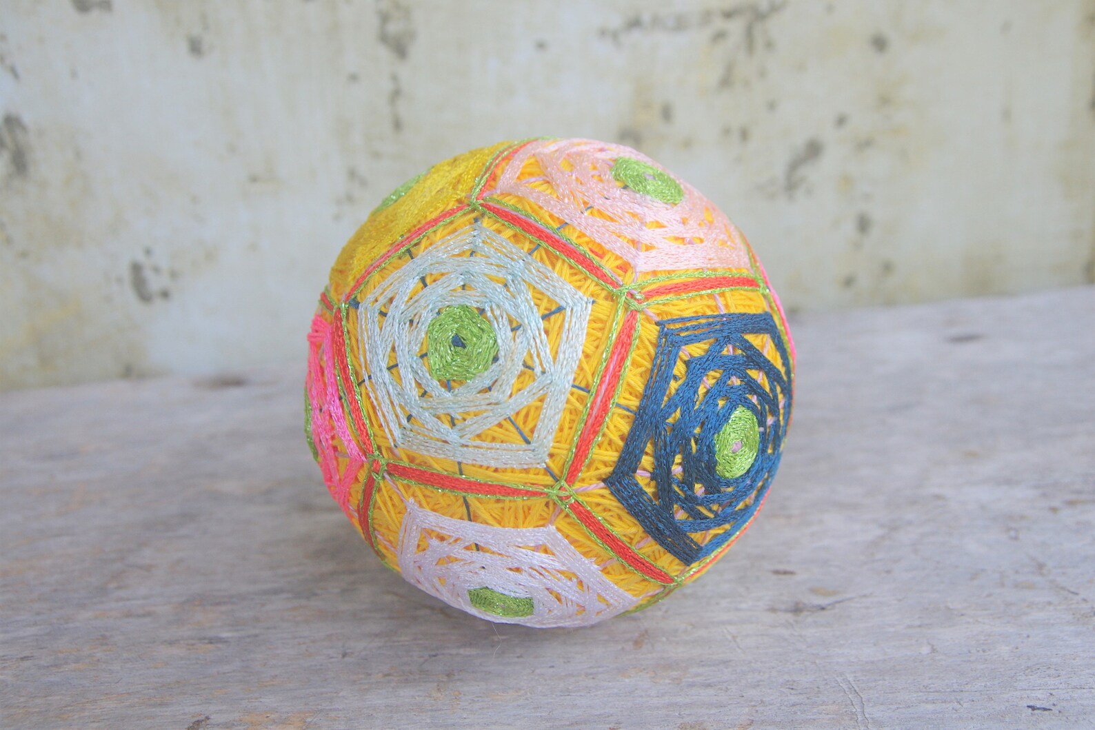 Vintage Temari Ball Lucky Ball Hand Ball Japanese Craft Embroidering