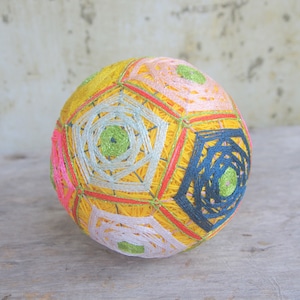 Vintage Temari Ball Lucky Ball hand ball Japanese craft Embroidering Thread Ball,Japanese Art Ball Temari handmade ball,Sound ball