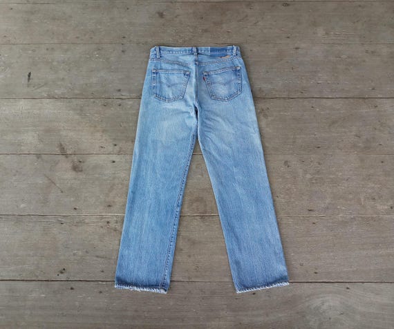 Vintage 80s Levis 501 Jeans: Ripped Denim, Made in USA (W33 L30.5 
