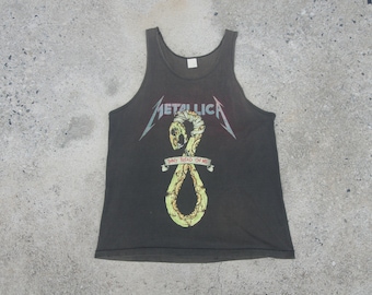 Vintage 1991 ,Metallica Tank Top Rare T Shirt 1991 size L  , original Don't Tread On Me RaRe,Ripped ,Distressed,made in usa