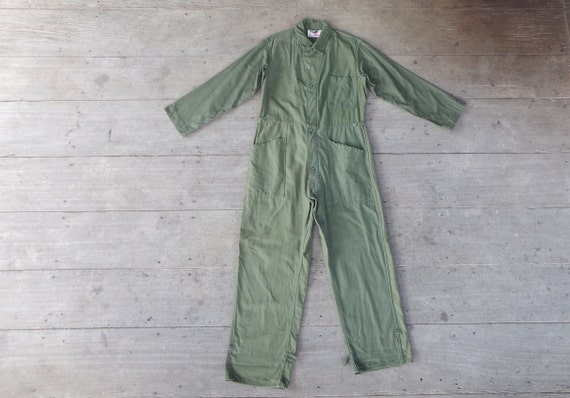Vintage  Overalls Green Army Coveralls size  M ,W… - image 3