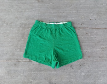 Pantalones cortos universitarios vintage de los 80: mezcla de algodón verde retro (W26-W28)