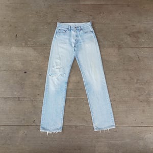 Vintage 70s Levis 501 Jeans W28 L32: Faded Denim, Single Stitch, Made in USA