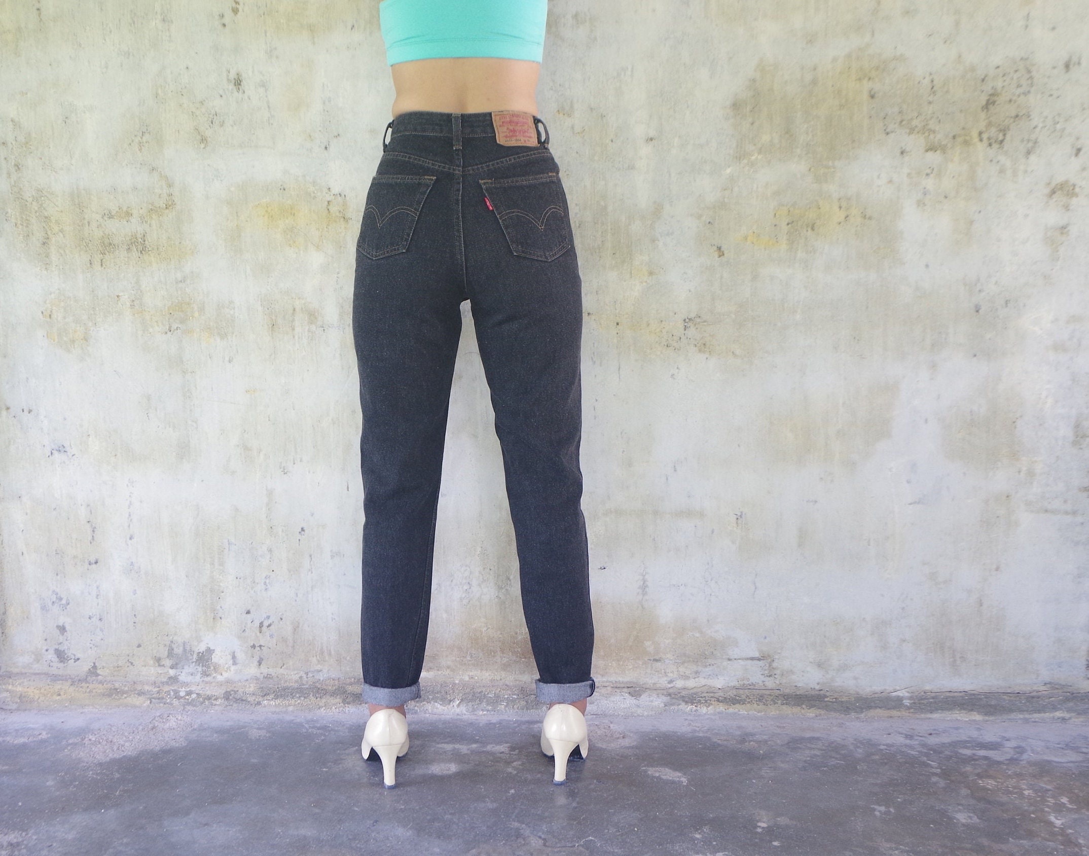 90s リーバイス 626 ブラックデニム テーパード ハイウエスト 黒 w70 Levi's - 90s リーバイス 626 ブラックデニム テーパード ハイ