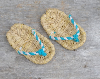 Vintage Japanese Straw Zori Sandals - Children's Geta