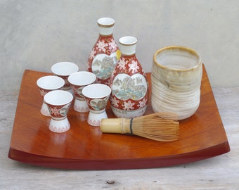Vassoio da portata in legno laccato vintage: vassoio da tè giapponese
