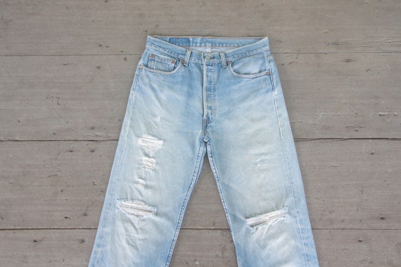 Faded jeans levis 501 Blue Jeans W31 L30,levis rip