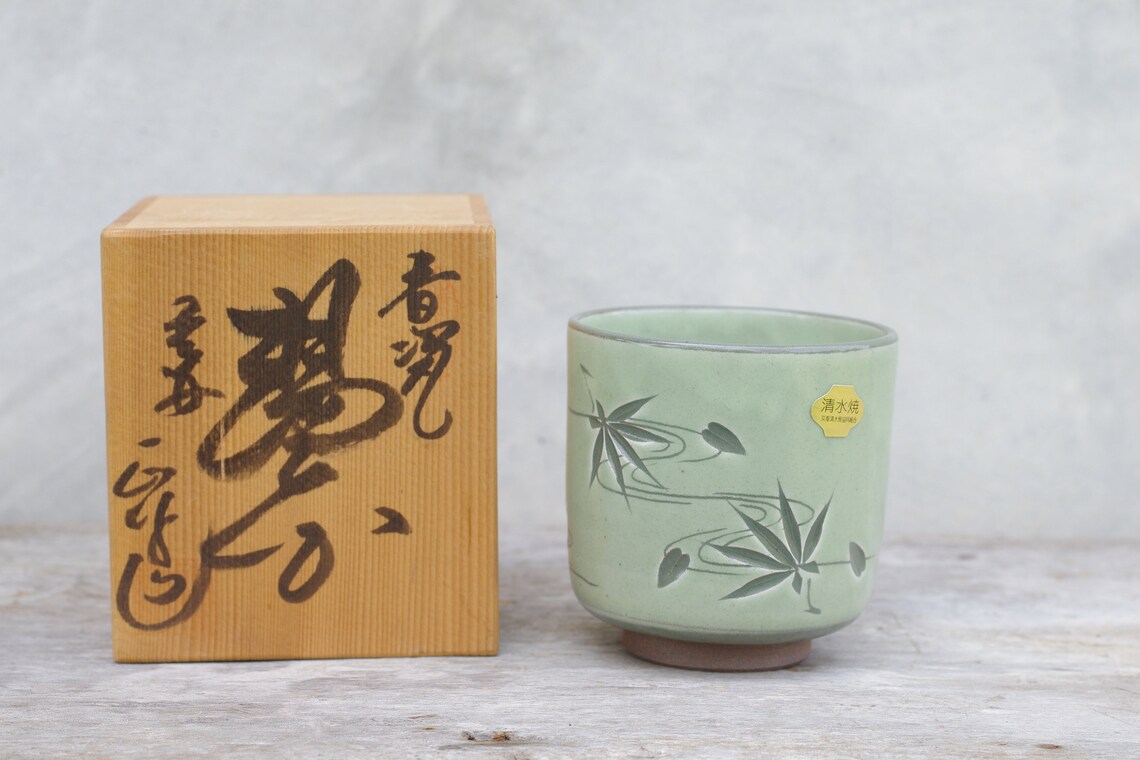 Vintage Matcha Cup Tea Green and Leave Cupcup Ceramicjapanese Etsy