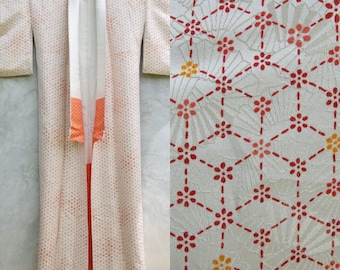 Vintage Silk Kimono Robe Jacket: Floral Japanese Boho
