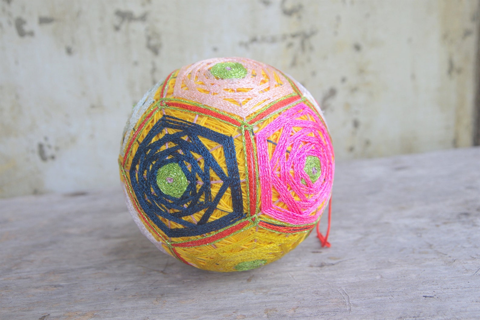 Vintage Temari Ball Lucky Ball Hand Ball Japanese Craft Embroidering
