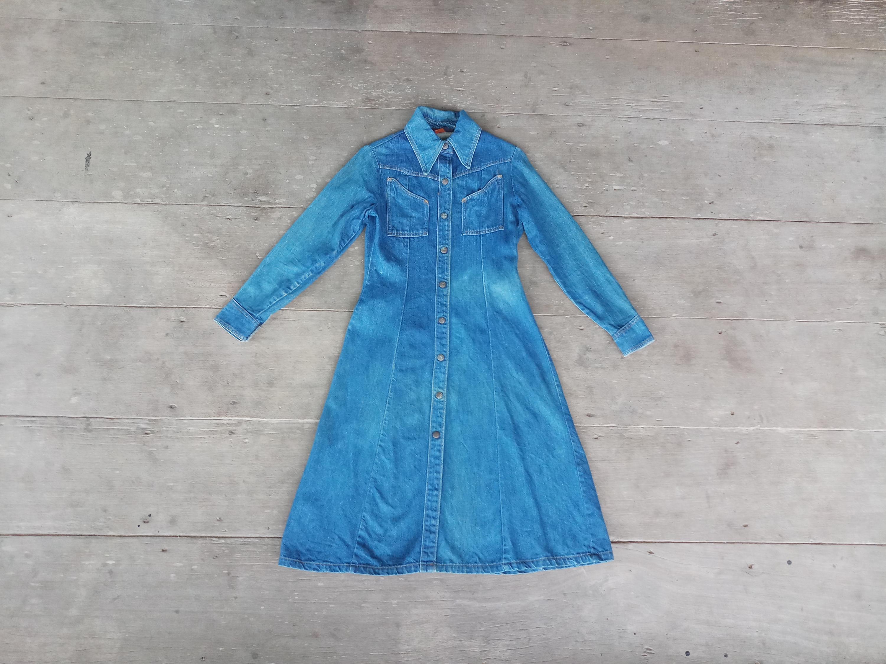 70s denim dress Women's Lapel Sleeveless Button up Mini Denim Dress Western Cowgirl Dress