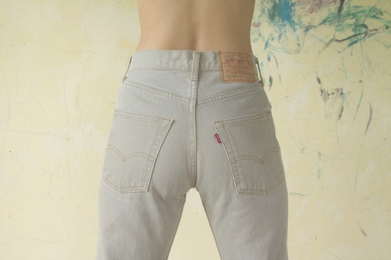 vintage levis 501 color brown cream W26 L 27.5,lev