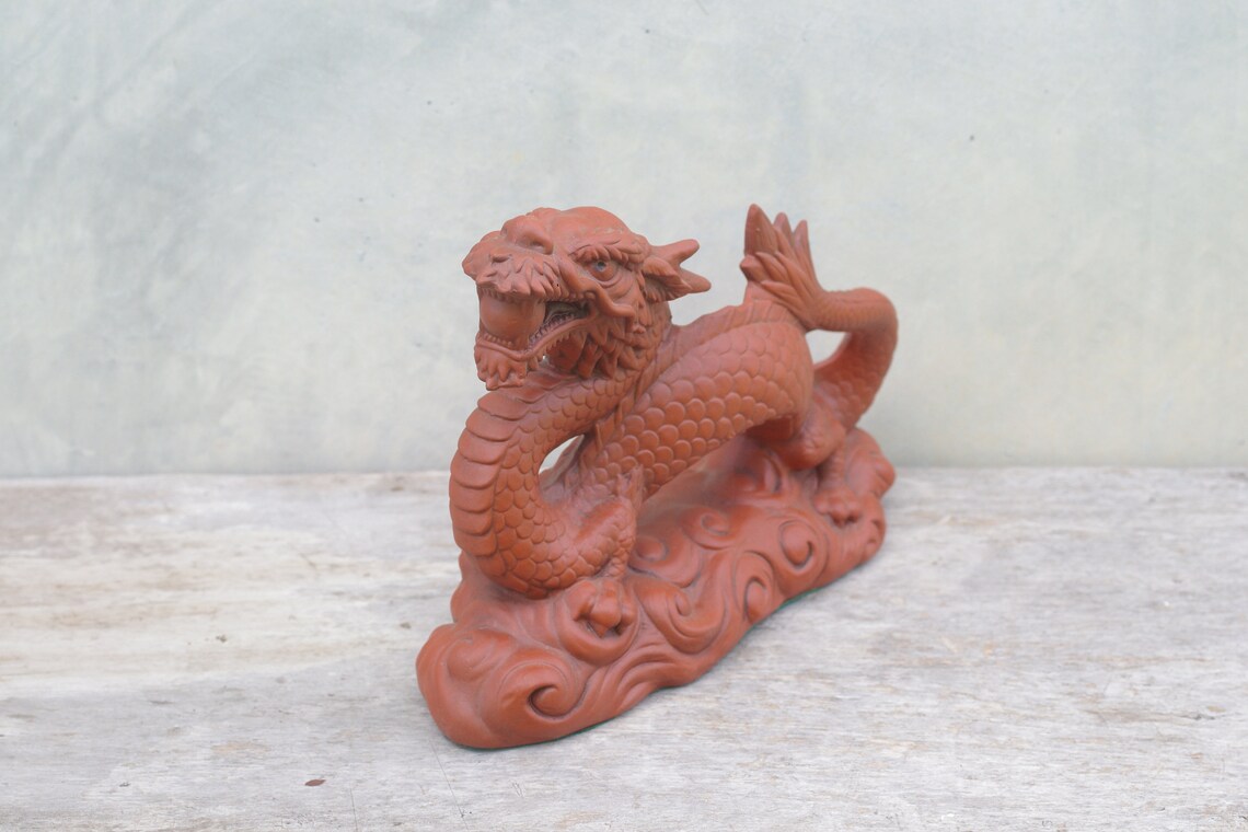 Vintage Dragon Ceramic Dragon Statue Japanese Dragon Love Etsy
