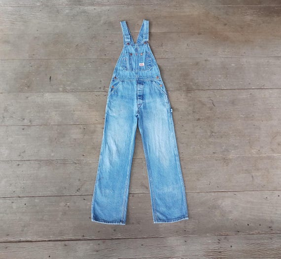 Vintage Round House Overalls: 1950s-60s Denim Bib, XS-S W29 - Etsy