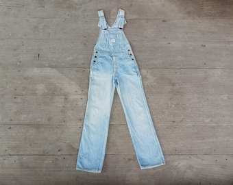 Salopette en jean Edwin vintage des années 80 : jean bleu délavé, TP-S (W28 L31)
