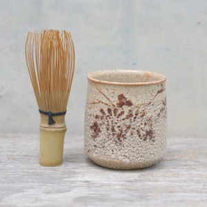 Handmade Shino Ware Matcha Cup: Japanese Pottery Tea Ceremony Cup