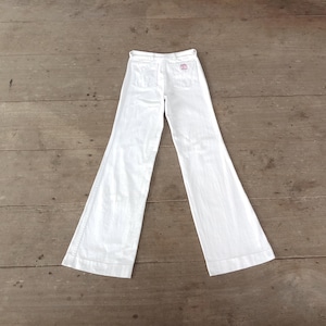 Vintage 70s White Denim Bell Bottom Pants - Made in France