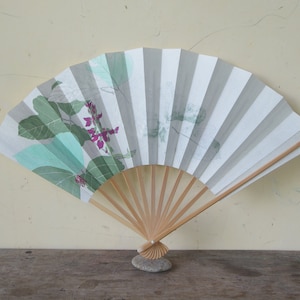 Vintage ,Hand fan,fan paper,fan japan ,flower pattern ,bamboo paper,Japanese Sensu,Folding Fan,Kimono Accessories