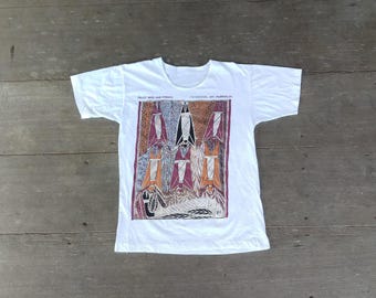 ヴィンテージ アボリジニ オーストラリア アート T シャツ メンズ