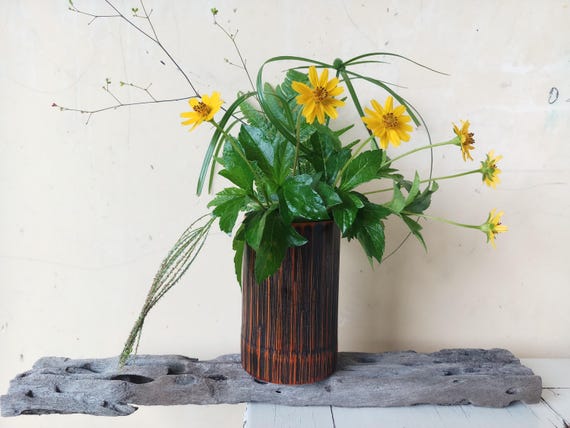 Vintage Bambus Ikebana Vase: Japanische Stil Holz Blumenvase - Etsy  sterreich