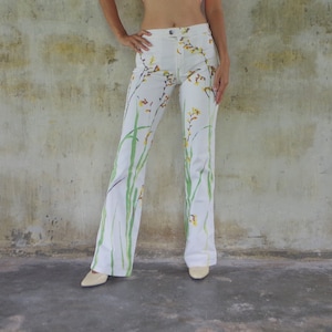 Vintage Floral Print Bootcut Jeans - Anne Elisabeth - W25 L31