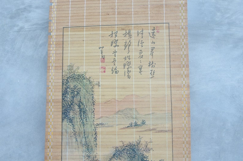 Wood,Japanese Art Asia,Japan Art,Wall Art,Home Decor,kakejiku Japanese scroll vintage Hanging Scroll japan Japanese man,stream,nature