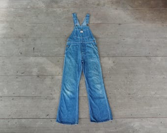 Vintage 60s Oshkosh Denim Overalls: Boot Cut Bib Overalls, Made in USA (W30 L30)