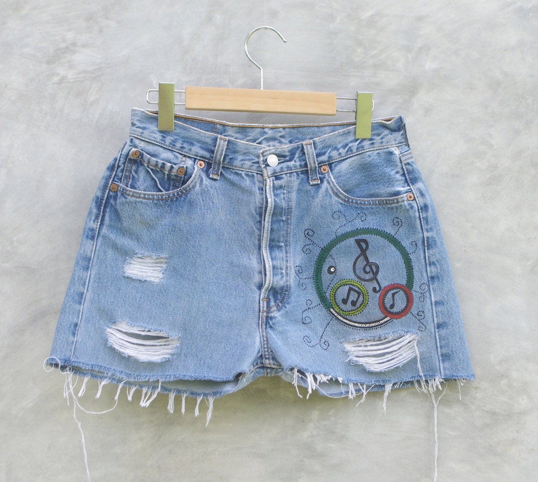 Music Vintage Levis 501 Cut off W28 W29painted Jeans levis - Etsy