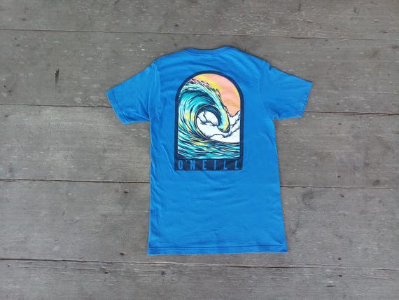 Vintage O'neill T-shirt: Blue Ocean Waves Graphic, Size S - Etsy