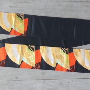 Beautiful ,Vintage Obi Belt Hand fan pattern, silk Fukuro Obi,Vintage Kimono Accessory ,Belt,antique japanese