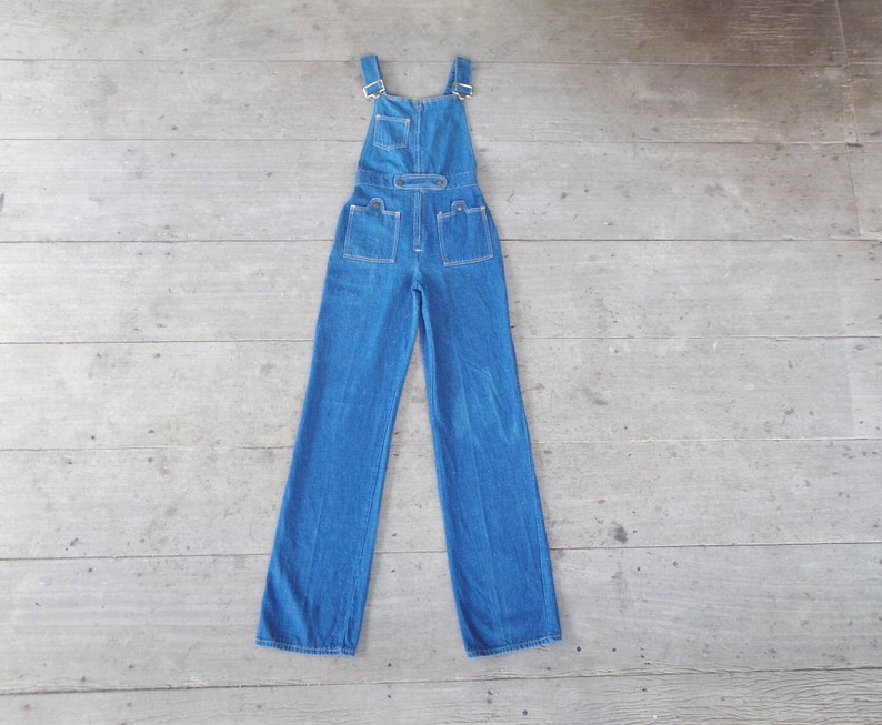 Rare ,Beautiful ,Vintage 60s70s Zipper front SOB Shades of Blue Overalls W24 W25 W26 ,scovil zipper ,Overalls Bib,cool,hipster,sexsy , USA image 2